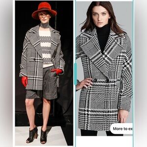 Trina Turk Houndstooth Wool Blend Coat Size 14